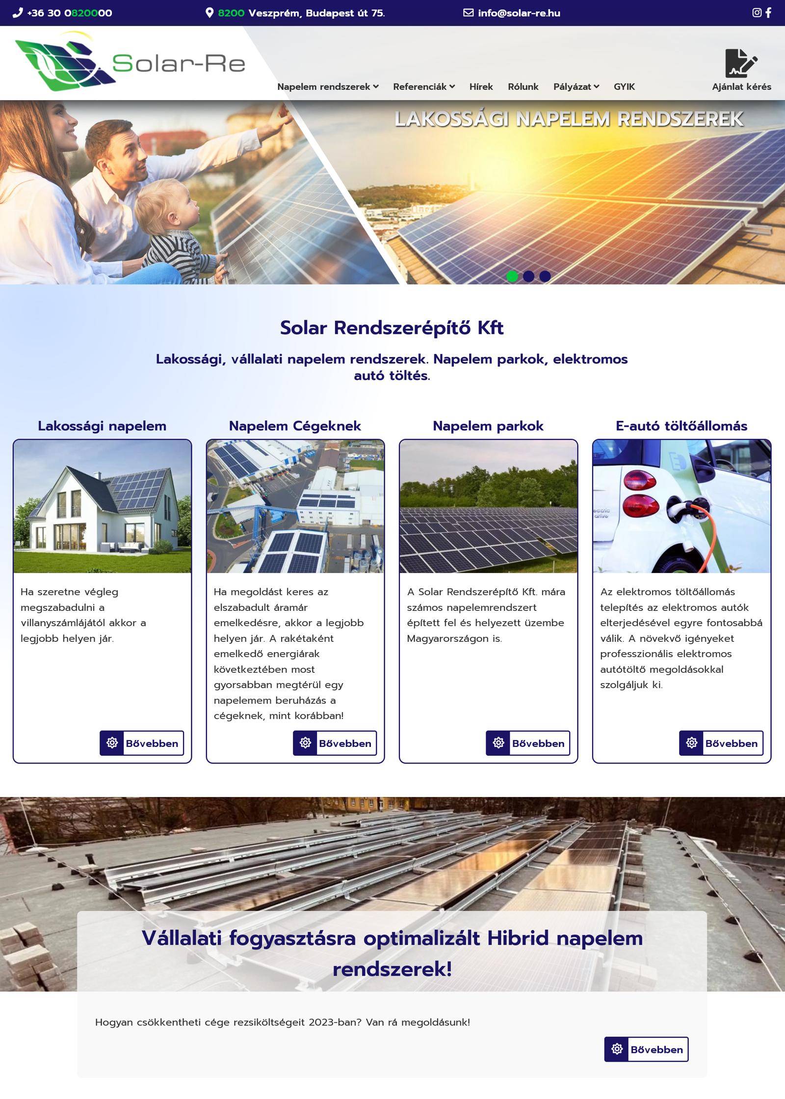 solar-re.hu egyedi fejlesztésű rendszer referencia
