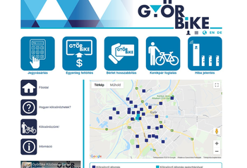 Győr város közösségi kerékpáros rendszerének honlapja