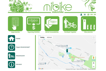 Miskolc város közösségi kerékpáros rendszerének honlapja
