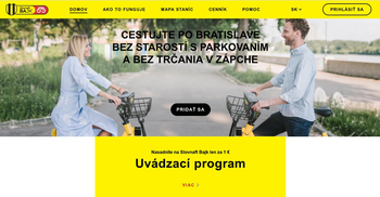 Pozsony közösségi kerékpáros rendszerének honlapja
